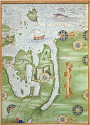 Fol.10v Mapa da Escandinávia e do norte da Rússia, de &39;Cosmographie Universelle&39;, 1555